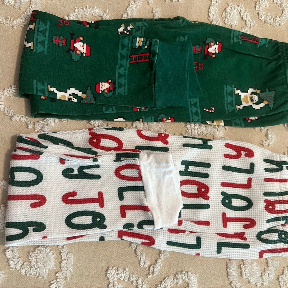 Carter's Green & White Holiday Pajama Bottoms - Jolly Print